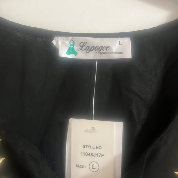 Lapogee Women’s Black and Gold Dashiki Dress size L - Picture 3 of 9